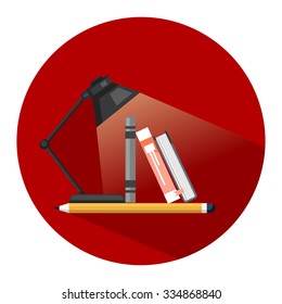 education desk lighting flat icon