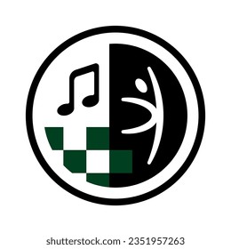 Education development club center logo. Music, chess, fintness and dance training courses emblem.