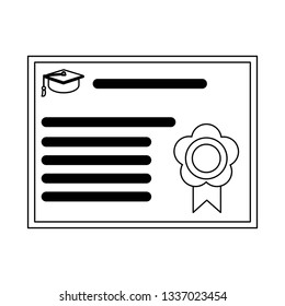 Education diploma symbol isolated black and white