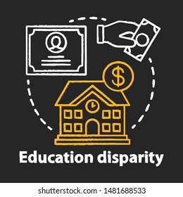 Education Disparity Chalk Concept Icon. Educational Inequality Idea. School Funding. Student Loan, Financial Aid. Paid Education. Vector Isolated Chalkboard Illustration