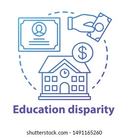 Education Disparity Concept Icon. Educational Inequality Idea Thin Line Illustration. School Funding. Student Loan, Financial Aid. Paid Education. Vector Isolated Outline Drawing