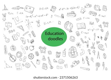 Education doodle or back to school set of elements