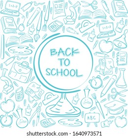 Education doodle background, with globe and sketchy education symbol, suitable for Back to school flyer and other 