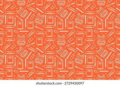 Educação rabiscar padrão. Design de rabiscos com tema educacional. Plano de fundo padrão de suprimentos escolares sem costura.
De volta ao conceito de rabiscar da escola. Conjunto de coleção de ícones de escola de atributos.