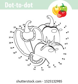 Education dot to dot game for children, numbers game for kids, Peppers and tomato.