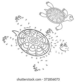 Education dot to dot game. Doodle turtle