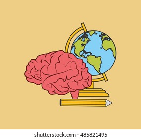 education and earth globe with academia related icons image 