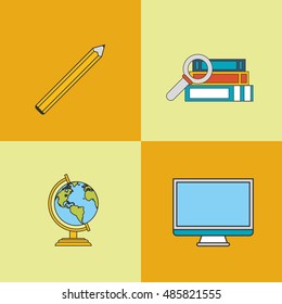 education and earth globe with academia related icons image 
