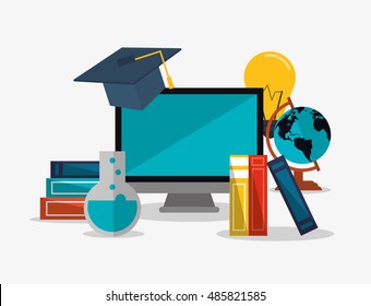 education and earth globe with academia related icons image 