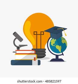 education and earth globe with academia related icons image 