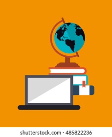 education and earth globe with academia related icons image 