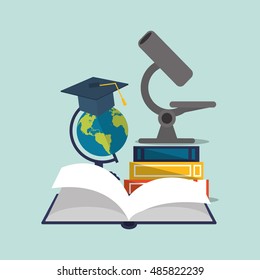 education and earth globe with academia related icons image 