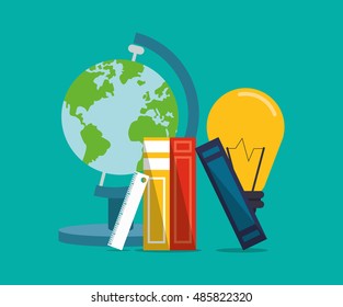 education and earth globe with academia related icons image 