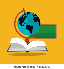 education and earth globe with academia related icons image 