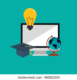 education and earth globe with academia related icons image 