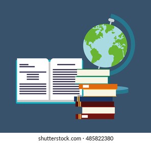 education and earth globe with academia related icons image 