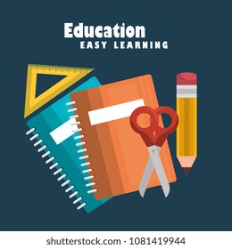 education easy learning set icons