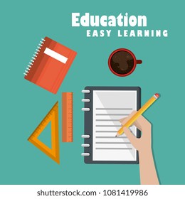 education easy learning set icons