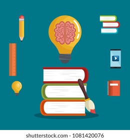 education easy learning set icons