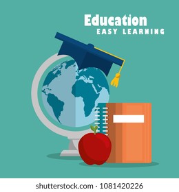 education easy learning set icons