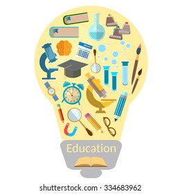 Education effective training light bulb with colorful education icon vector illustration  