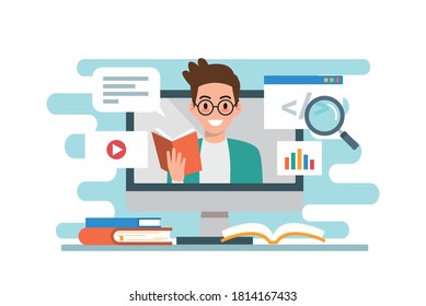 Education & e-learning concept flat design