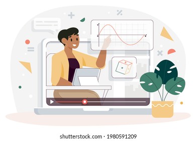 Education E-learning concept, Vlogger on social media illustration, female vlogger, girl