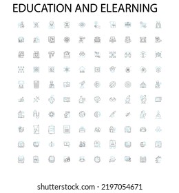education and elearning icons, signs, outline symbols, concept linear illustration line collection