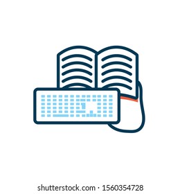 education electronic book with keyboard vector illustration design