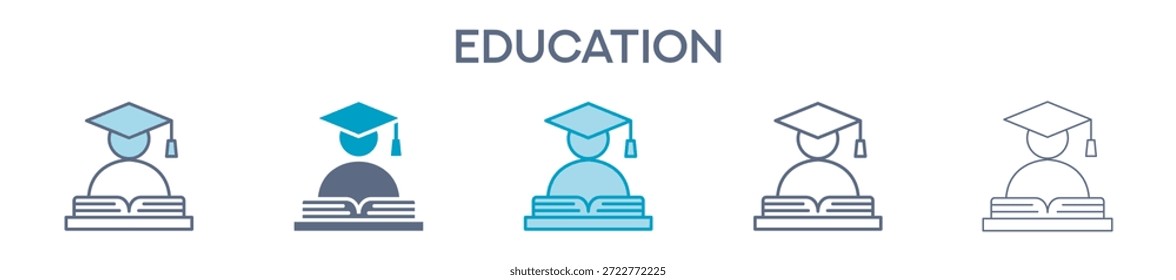 Elemento De Educación Para Diseño Gráfico - Estilos Múltiples. Ilustración vectorial De Dos Colores Y Negro. Los Diseños Múltiples De Los Iconos Se Pueden Utilizar Para El Móvil, Ui, Web