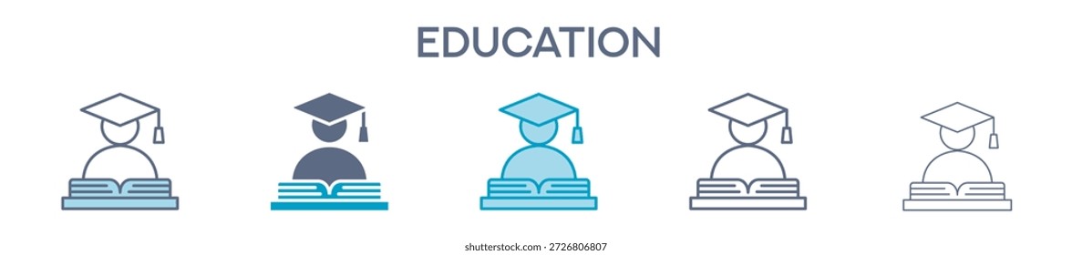 Elemento De Educación Para Diseño Gráfico - Estilos Múltiples. Ilustración vectorial De Dos Colores Y Negro. Los Diseños Múltiples De Los Iconos Se Pueden Utilizar Para El Móvil, Ui, Web