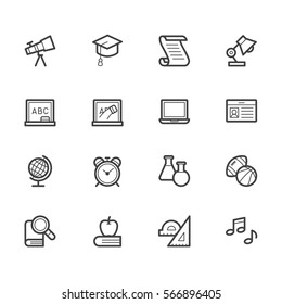 Education element  vector out line set 1 on white background. Premium quality outline symbol collection. Stroke vector logo concept, web graphics. 