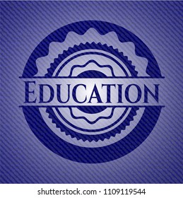  Education emblem with jean texture