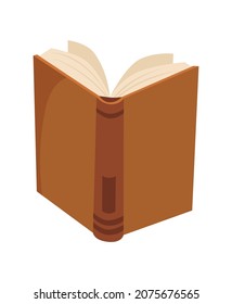 Education encyclopedia. Cartoon brown textbook, doodle icon vector isolated on white background