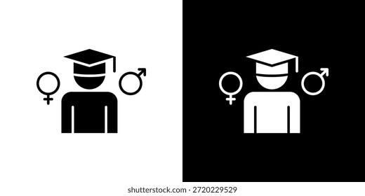 Icono de igualdad de Educación relleno en blanco y negro.