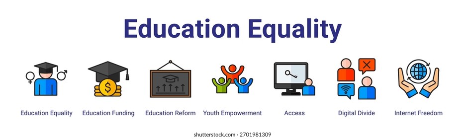 Education Equality web banner icon element for design in a collection