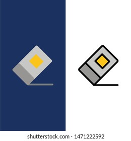 Education, Eraser, Stationary  Icons. Flat and Line Filled Icon Set Vector Blue Background. Vector Icon Template background