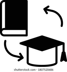  Intercambio educativo con diseño de ícono de glifo de grado, símbolo comercial y de trueque sobre fondo blanco, concepto de transferencia de conocimiento,
