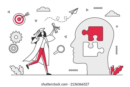Education expertise and learning ability. Knowledge gaining and study completion vector monocolor illustration