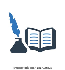 education feather icon.book,reading (vector illustration)