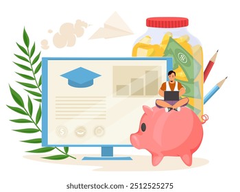 Education fees for online learning course vector illustration