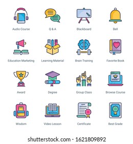  Education filled line icons - editable stroke - Vector