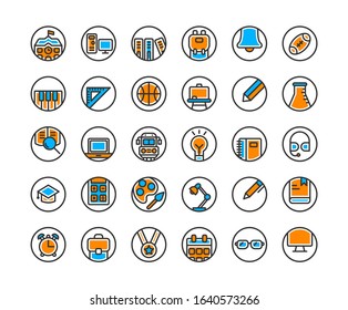 Education filled outline icon set. Vector and Illustration.