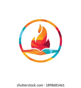 Education fire vector logo design. Motivation book vector logo design template.