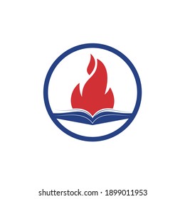 Design des Bildungsfeuer-Vektorlogos. Motivationsbuch Vektor Logo Design Vorlage.