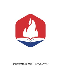 Education fire vector logo design. Motivation book vector logo design template.