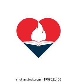 Education fire vector logo design. Education fire heart icon design.
