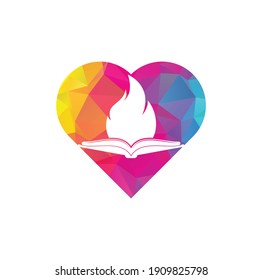 Education fire vector logo design. Education fire heart icon design.