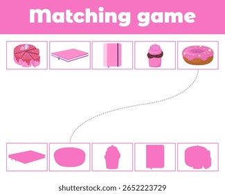 Education flashcard with pink  color. Learning worksheet for kids, preschool. Vector illustration in a flat style