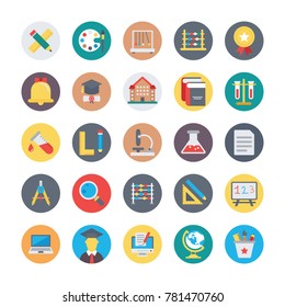 
Education Flat Circular Icons 
